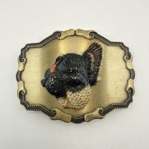 Vintage Turkey Belt Buckle Bird Hunting Poultry Thanksgiving  1978 Raintree Hunt